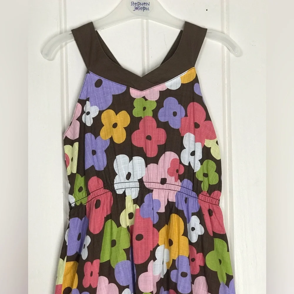 Girls Gymboree Multicolor Flower Floral Sundress Dress Stretch Waist  5 / 6 Sm…